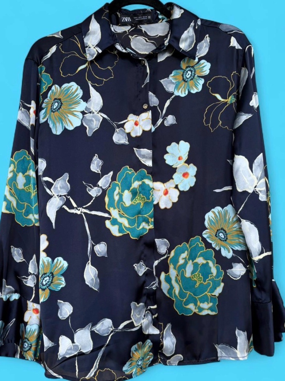 Zara Floral Button-Down Blouse